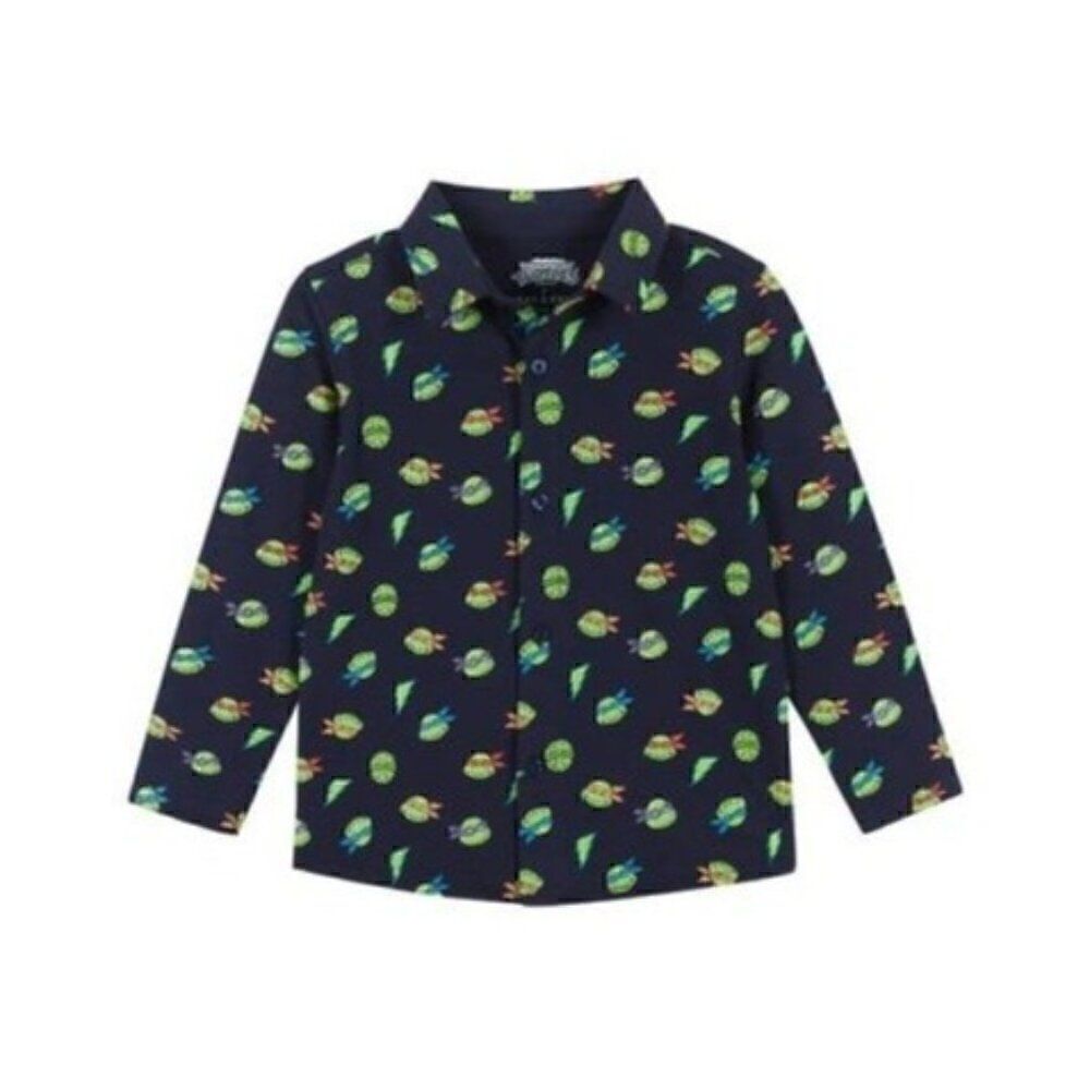 NEW! Andy & Evan Ninja Turtles Stretch Cotton Button Down Shirt Size 8